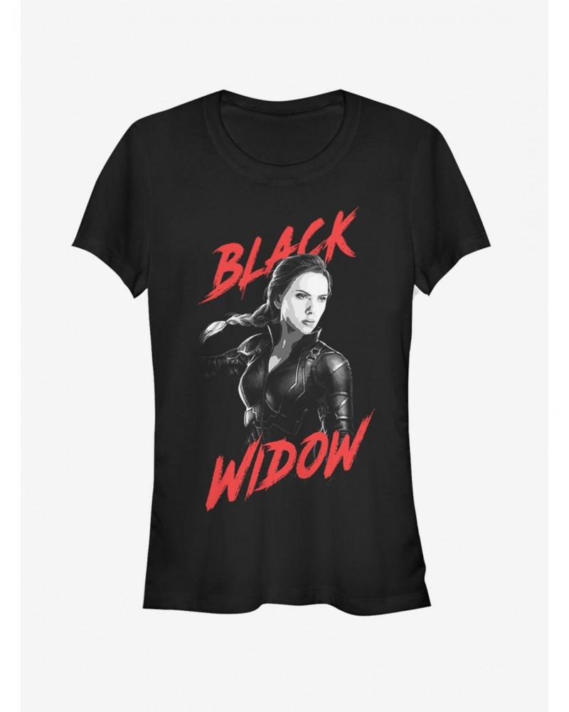 Marvel Avengers: Endgame High Contrast Black Widow Girls T-Shirt $11.70 T-Shirts