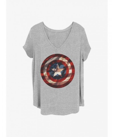 Marvel Captain America Flag Shield Girls T-Shirt Plus Size $13.01 T-Shirts
