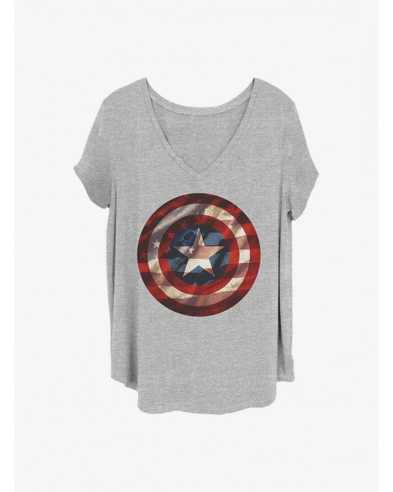 Marvel Captain America Flag Shield Girls T-Shirt Plus Size $13.01 T-Shirts