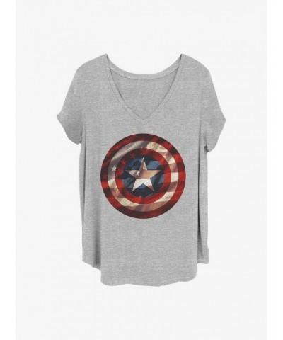 Marvel Captain America Flag Shield Girls T-Shirt Plus Size $13.01 T-Shirts