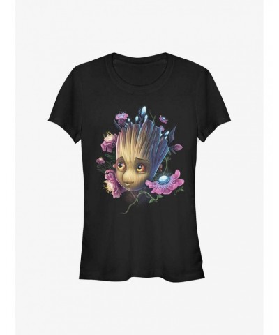 Marvel Guardians Of The Galaxy Groot Flowers Girls T-Shirt $8.47 T-Shirts