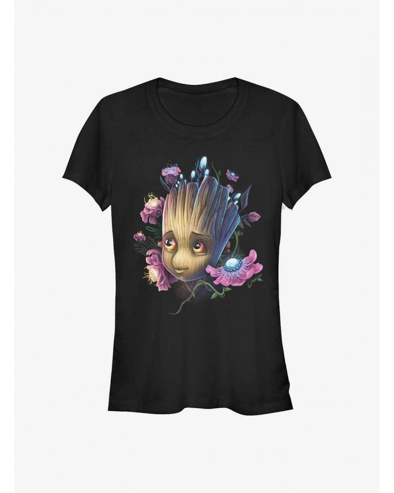 Marvel Guardians Of The Galaxy Groot Flowers Girls T-Shirt $8.47 T-Shirts