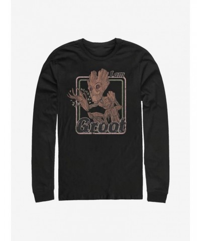 Marvel Guardians Of The Galaxy Thrifted Groot Long-Sleeve T-Shirt $11.19 T-Shirts