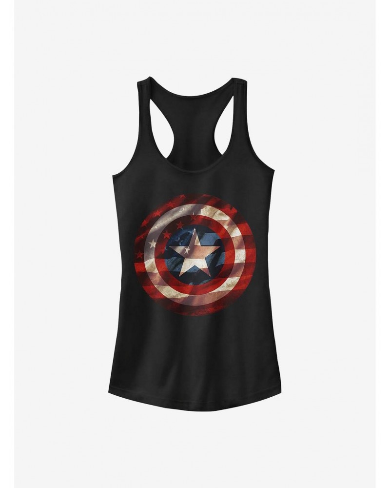 Marvel Captain America Flag Shield Girls Tank $10.96 Tanks