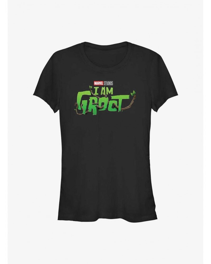 Marvel Guardians Of The Galaxy I Am Groot Logo Girls T-Shirt $9.46 T-Shirts